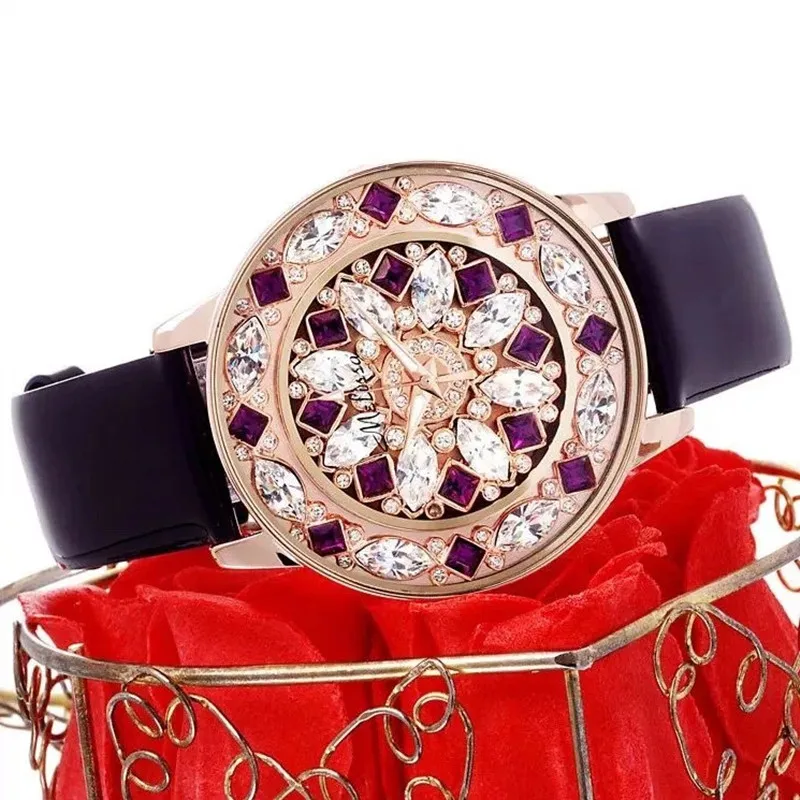 

Melissa Women Luxury Rhinestones Jewelry Watches Crystal Flower Watch Quartz Fashion Lady Dress Wrist watch Leather Montre Femme