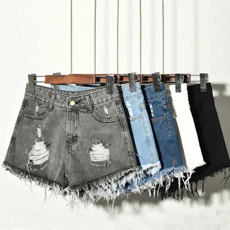 Женские джинсовые шорты с завышенной талией рваные большого размера 6XL H8 2018 |