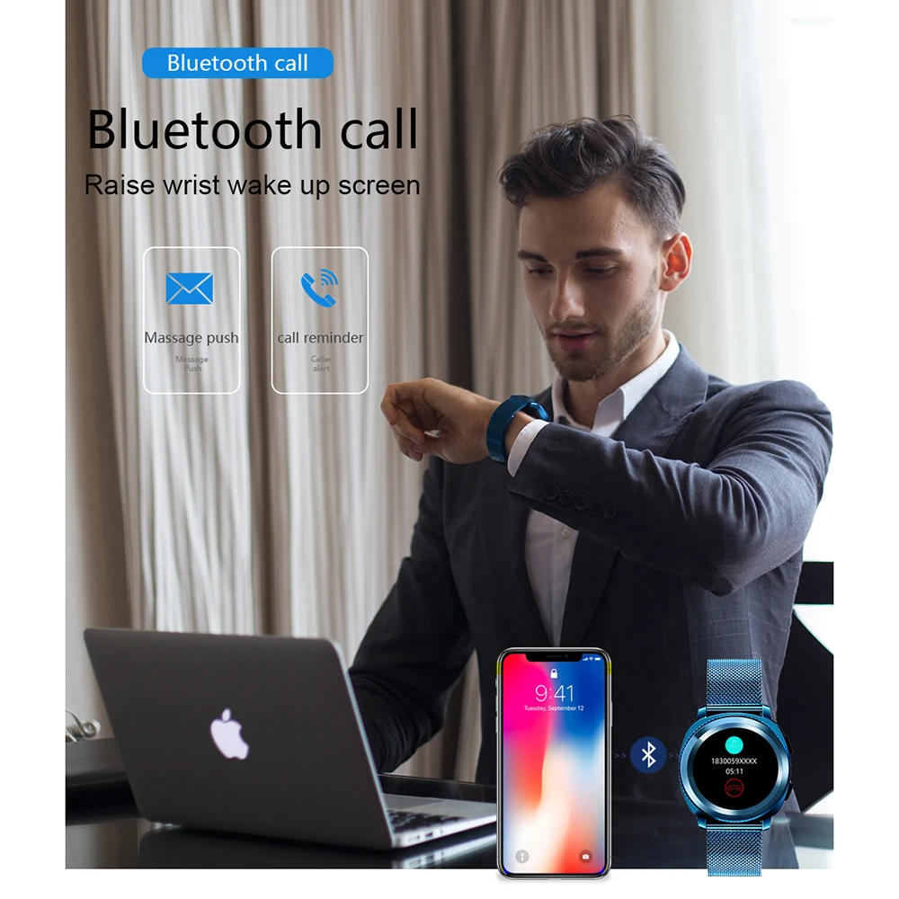 Мужские смарт-часы с Bluetooth, водонепроницаемые, мульти спортивный режим, умные часы, секундомер, SMS, напоминание о звонках, монитор сна, будильник
