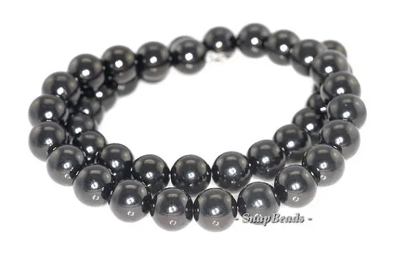 

10MM Organic Black Jet Gemstones, Black, Round 10MM Loose Beads 16 inch Full Strand (90113024-127)
