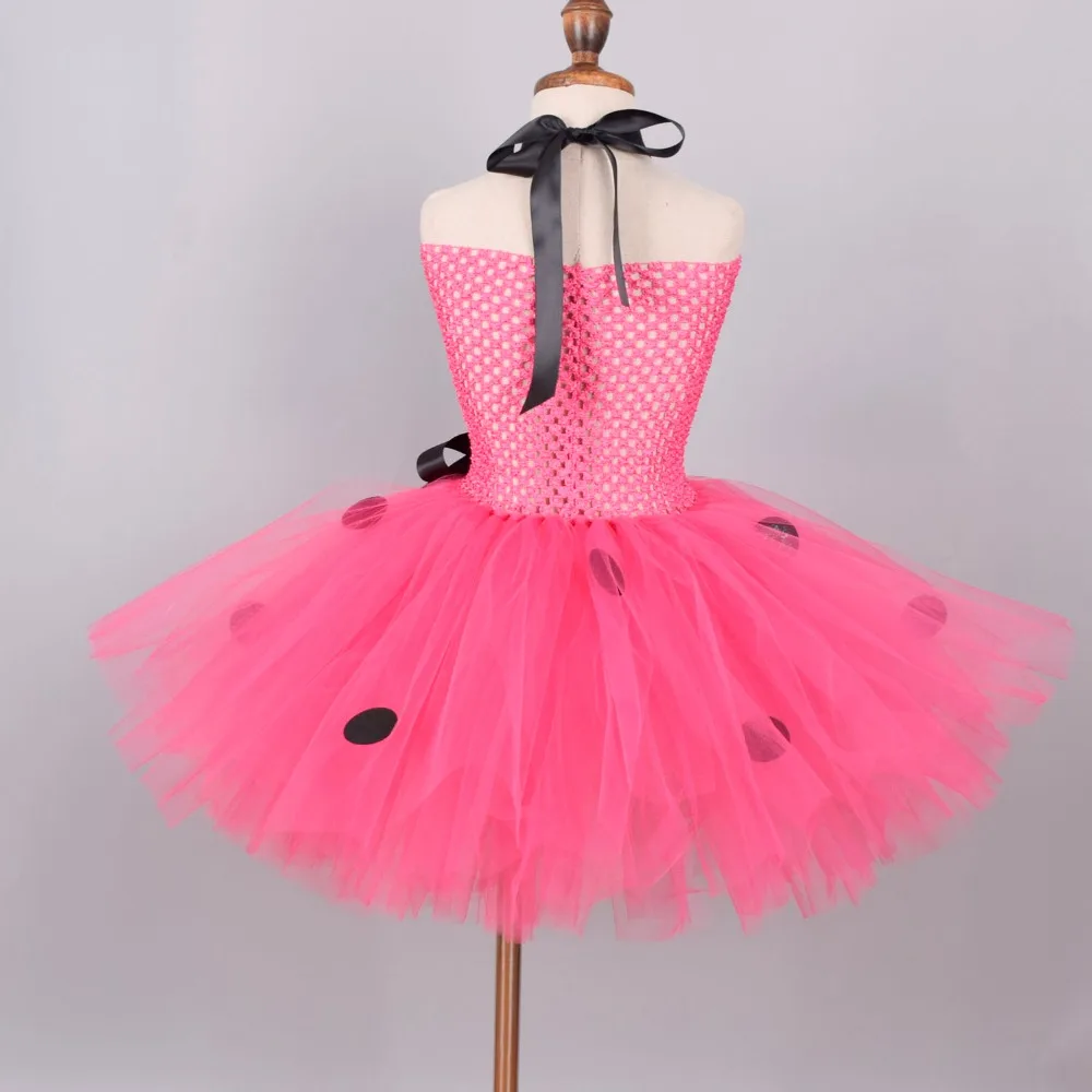 Hot Pink Ladybug Tutu Dress for Girls Baby Birthday Party Flower Dresses with Headband Outfit Kids Halloween Costume | Детская одежда и