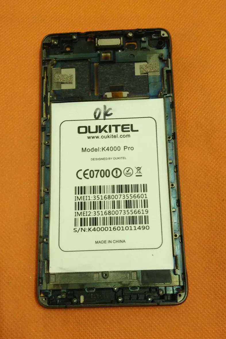 Используется оригинальный ЖК дисплей + сенсорный экран рамка для OUKITEL K4000 Pro MTK6735P