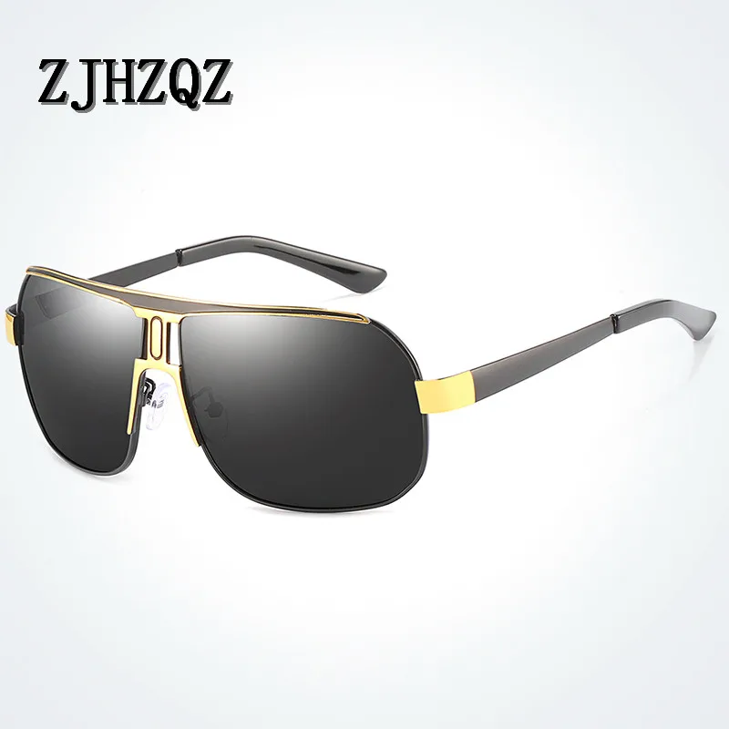 Gold Gray ZJHZQZ пилот поляризационные солнцезащитные очки для мужчин Высокое качество Мода вождения солнцезащитные очки для мужчин Gafas De Sol Hombres винтажные очки - Цвет линз: Gold Gray