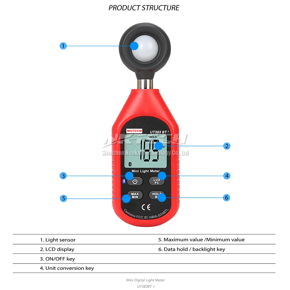 NKTECH UT333BT UT353BT UT363BT UT383BT PLUS Bluetooth цифровой измеритель влажности Анемометр люкс светильник Люксметр ЖК-дисплей измеритель звука