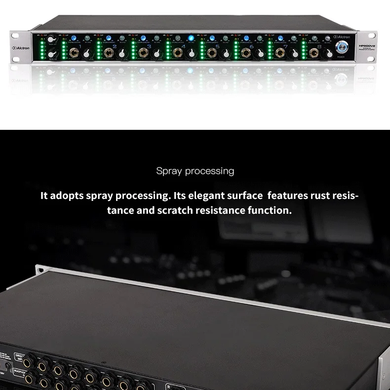 Alctron HP800 V2 оснащен 8 автономными стереонаушниками, усилитель для наушников для усиления сигнала для наушников