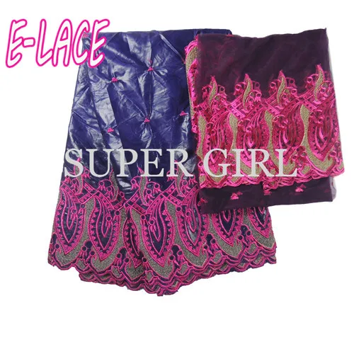 5 ярдов Базен кружево + 2 чистая кружева вышитые кружевной ткани Африканский