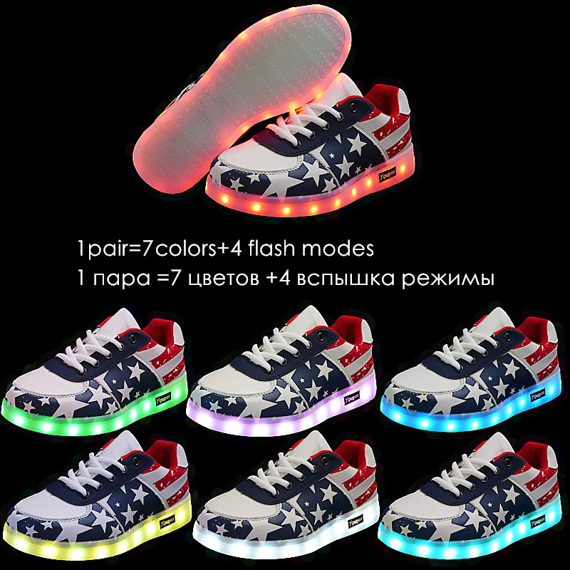 7 ipupas; Корейская обувь со светодиодными лампами; обувь унисекс для студентов; сезон весна-лето; Светящиеся кроссовки для детей с зарядкой от usb; яркие светящиеся кроссовки для мальчиков и девочек