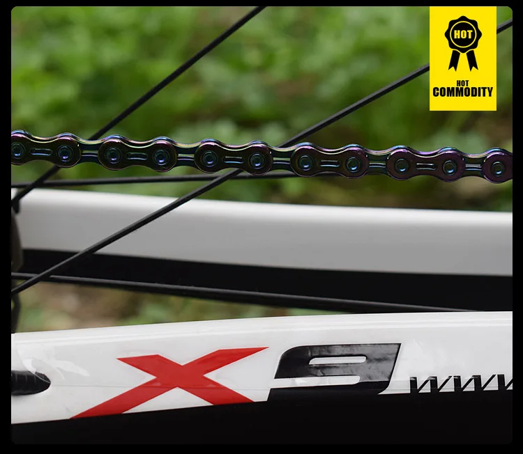 9/10/11 Скорость цепи MTB Горный Руль для шоссейного велосипеда, велосипедных цепей выдалбливают Сверхлегкий 10* 10L 27/30 Скорость велосипедный переключатель цепи