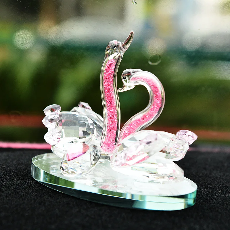 High-grade Crystal Pink Swan Crafts Home Decoration Car Interior Wedding Party Valentine's Day Gift | Дом и сад