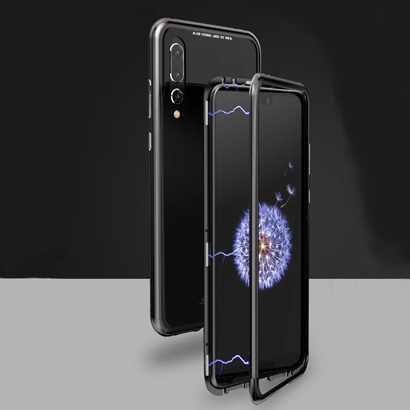 Магнитный металлический чехол для Huawei P20 p20 Pro роскошный из закаленного стекла huawei