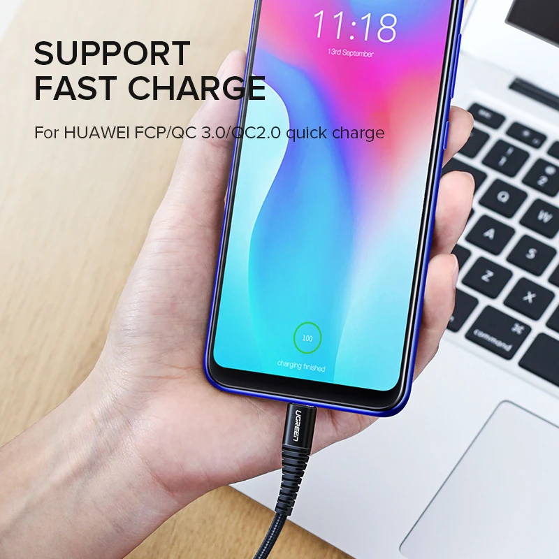 Ugreen 3A USB C кабель для samsung S10 S9 Note 9 Xiaomi Mi 9 8 Быстрая зарядка type-C кабель для Oneplus 6t type C шнур зарядного устройства