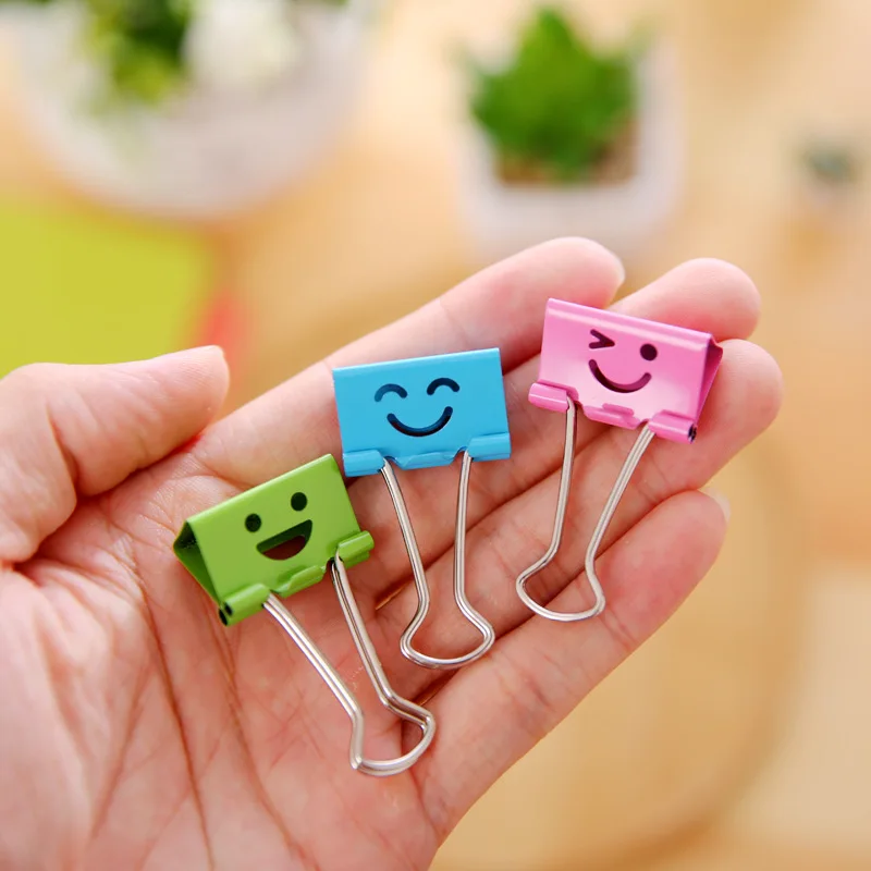 Jonvon Satone 48pcs File Clip Stationery Color Smile 25mm Long Tail Clips Ticket Holder Office Supplies  Clip Dispenser Designer