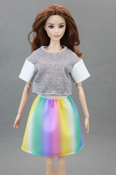 top and skirt Новая модная кукольная одежда, костюмы, платье, юбка, топ, Повседневная Одежда для кукол BB 1:6, BBI271 - Цвет: top and skirt