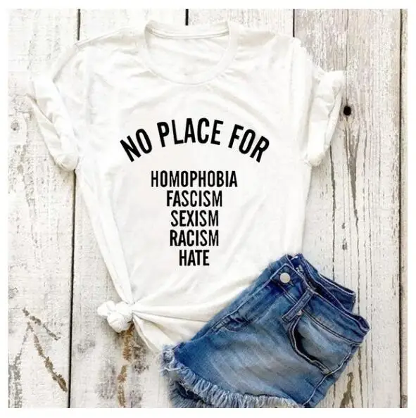 Нет места для гомофобии Tumblr футболка Hipster Модные топы с короткими рукавами и