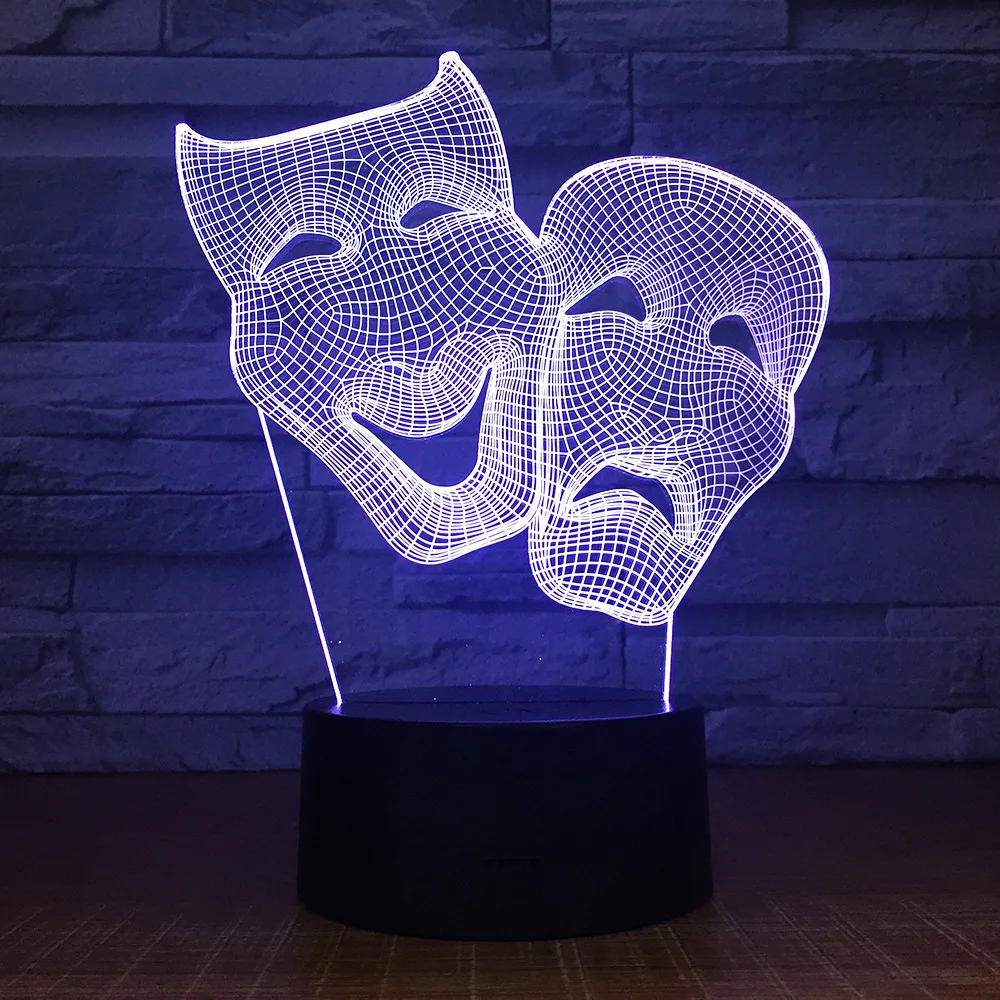 

Comedy Mask Bedroom Decoration Colorful Creative Night Light Touch Remote Control Gift Led 3D Lamp Friends Gift Drop Shipping