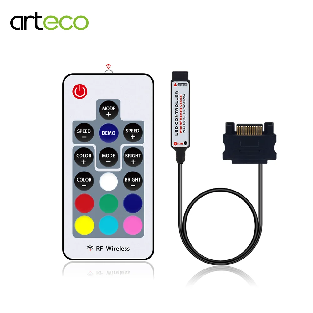 Контроллер SATA RGB 12 В постоянного тока с 17 клавишами мини радиочастотный