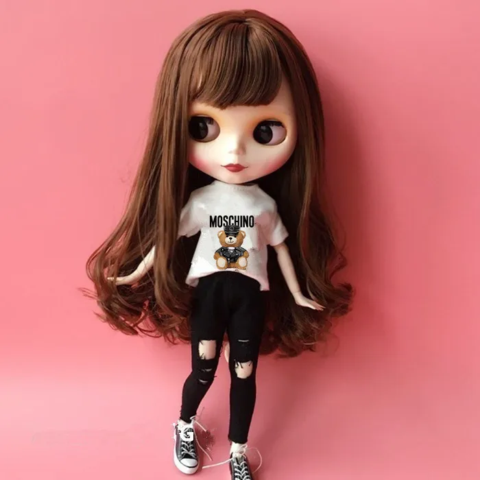 Комплект одежды из 2 предметов для куклы blyth 1/6 футболка+ штаны для куклы blyth jean, комплект одежды для куклы Барби, аксессуары для 1/6