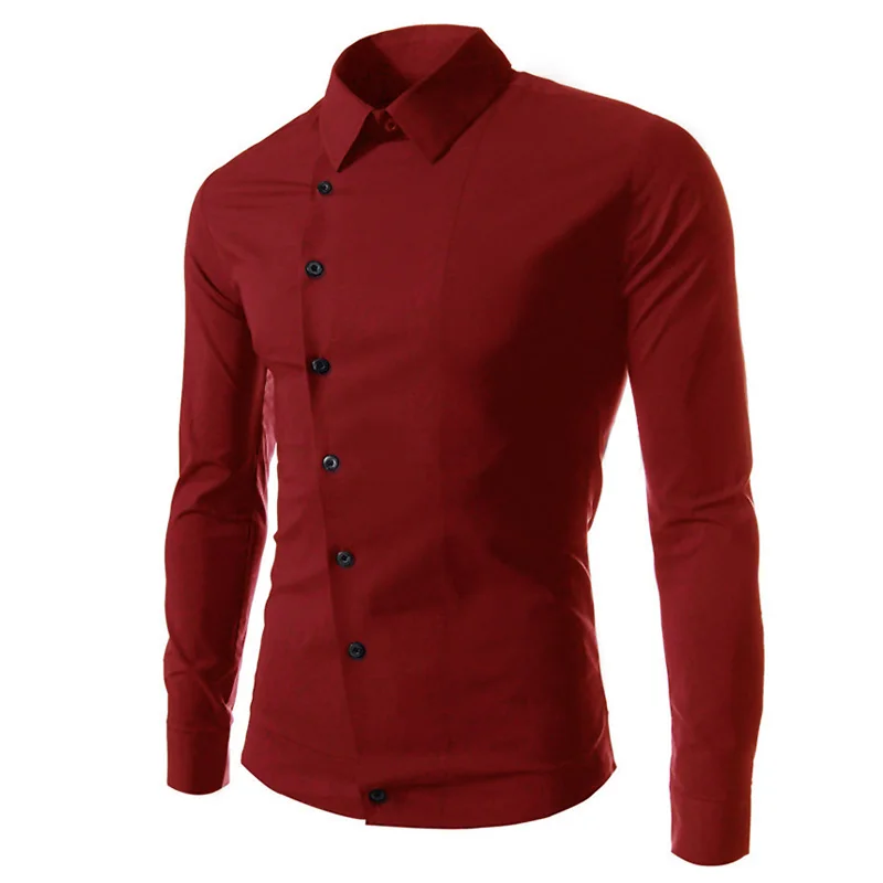 Модная одежда для отдыха весна-осень 2020 Мужская рубашка с диагональной пряжкой