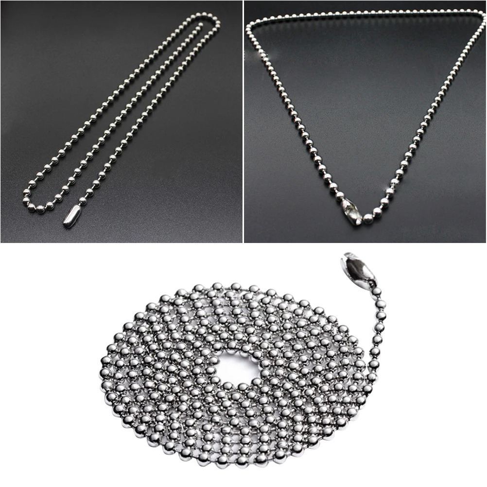 Цепь из серебряных шариков длинный Соединительный застежка нержавеющей стали
