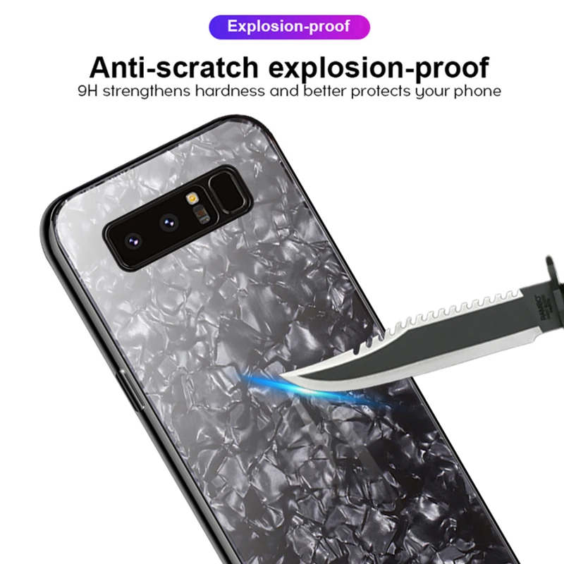Чехол для телефона из закаленного стекла с раковиной Samsung S9 S8 Plus Note 9 8 глянцевый