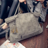 new tassel bags women branded leather rivet handbag shoulder bag nubuck messenger bag tote