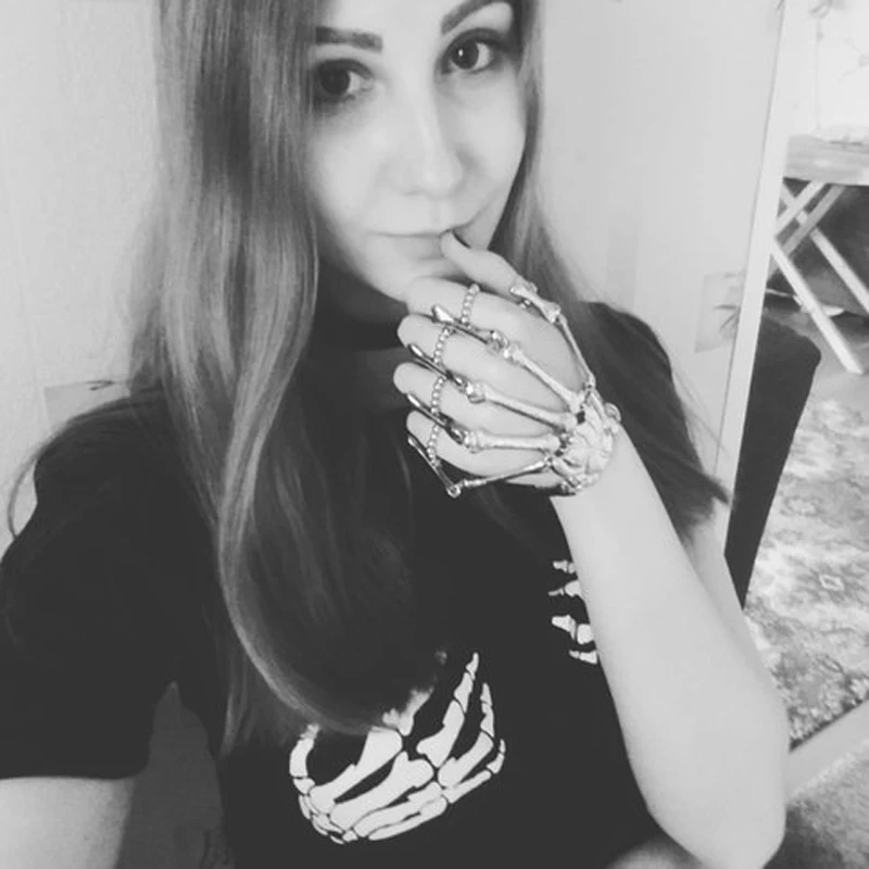 Стимпанк браслет ювелирные изделия Pulseiras Pulseira кости скелета черепа руки браслеты на пальцы и браслеты для женщин Хэллоуин ювелирные изделия