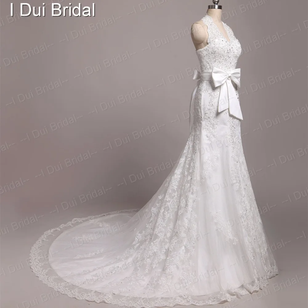 Свадебные платья с лямкой на шее треугольным вырезом и бантом заказ | Свадьбы