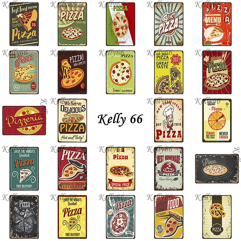 

[ Kelly66 ] Pizza Metal Sign Tin Poster Home Decor Bar Wall Art Painting 20*30 CM Size y-1638