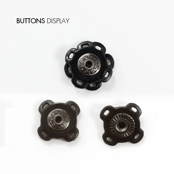 Металлические + пластиковые застежки для кнопок в виде черного цветка квадратной