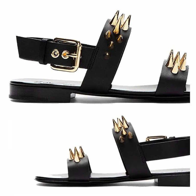 Сандалии мужские из натуральной кожи модная обувь ручной работы с заклепками