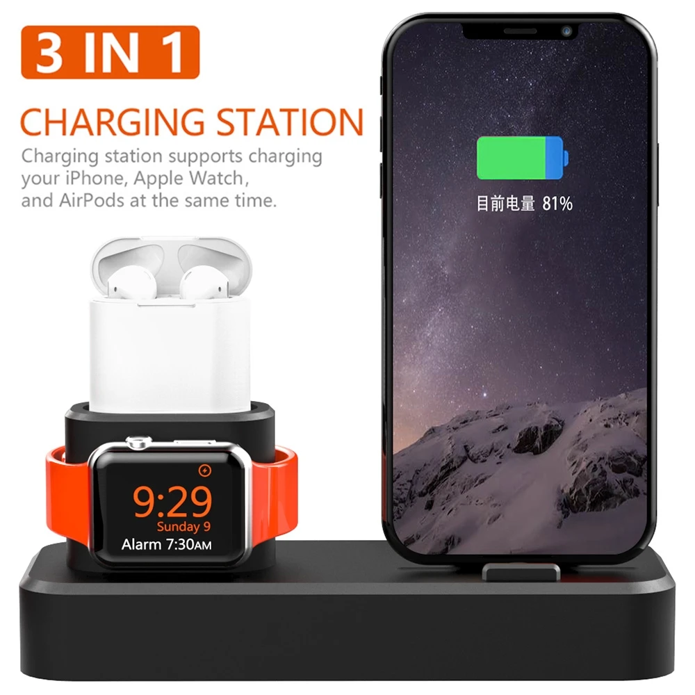 Зарядная док станция Fdgao для Apple Watch Series 4/3/2/1 iPhone XS Max XR X 8 Plus Airpods 3 в 1|Подставки и