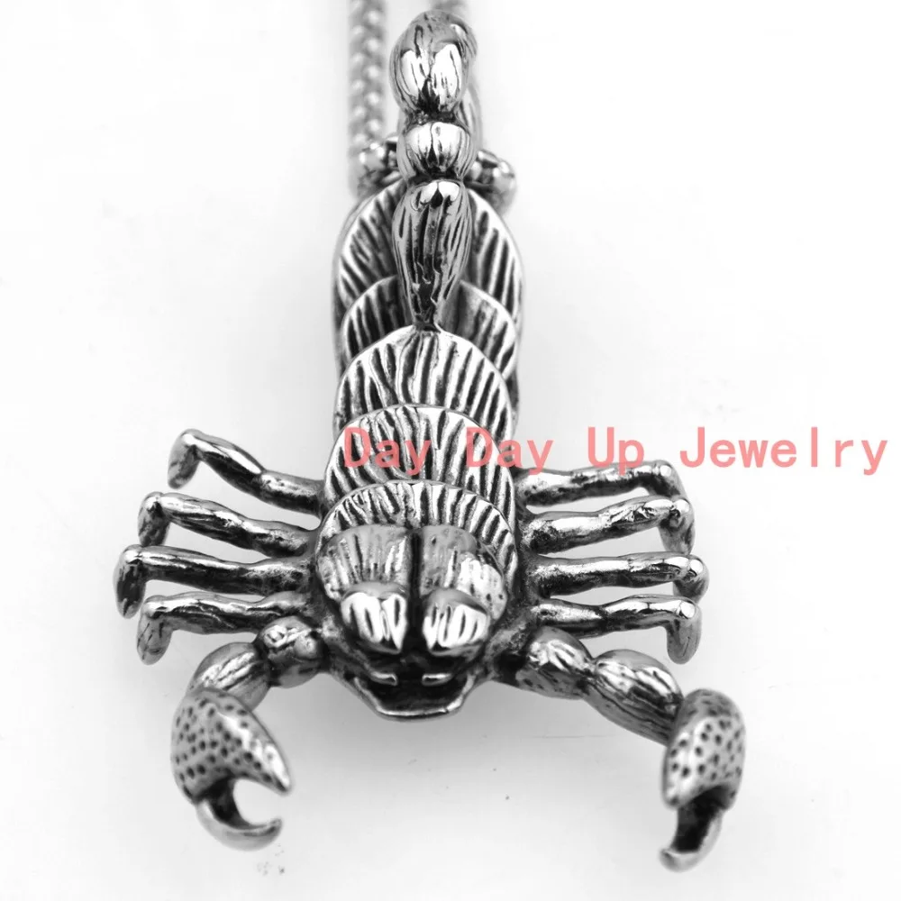 82*60MM 56G Heavy Cool Silver Black Scorpions Biker Jewelry 316L Stainless Steel Men's Pendant Necklace High Quality Free Chain |