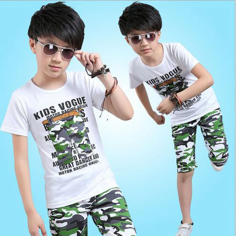 Детская верхняя одежда для мальчиков детские комплекты летняя футболка + Штаны 2