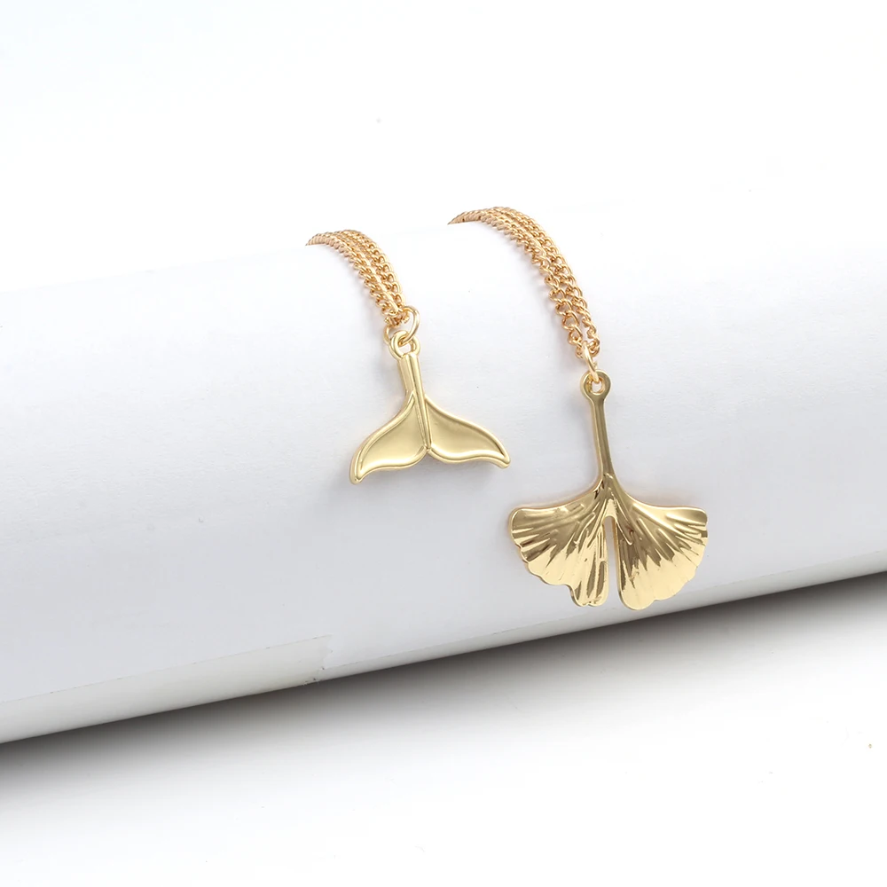 Double Layers Fashion Women Necklace Bijoux Femme Gold Color Whale Tail Fish Nautical Charm Mermaid Tails Necklaces Jewelry | Украшения и
