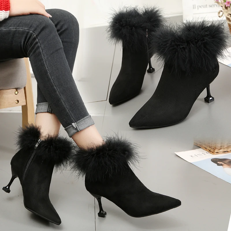 New Brand Design Contracted Black Yellow Khaki Women Pointed Toe Stiletto High Heels Booties Woman Ankle Boots Ladies Shoes | Обувь