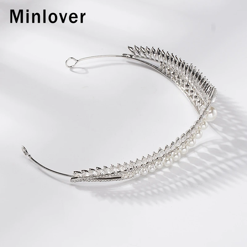 Minlover роскошный сверкающий кристалл невесты диадемы Короны имитация жемчуга