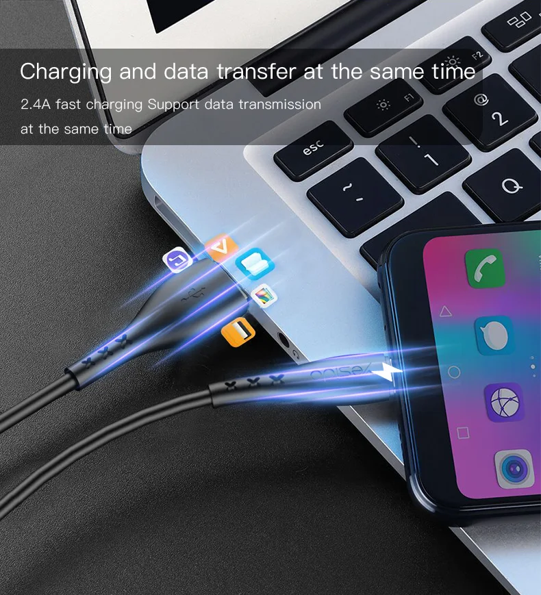 Yesido CA26 Micro USB кабель Шнур 2.4A Быстрая зарядка USB кабель для передачи данных для samsung Xiaomi huawei Android телефон планшет USB кабели провода