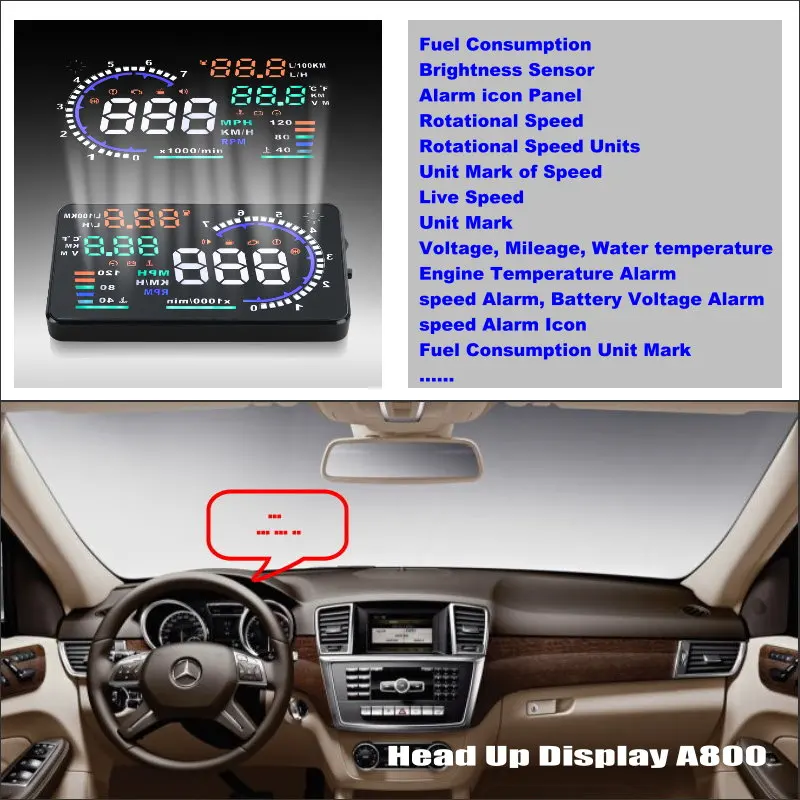 Car HUD Head Up Display For Mercedes Benz M/ML Class MB W164 ML350/ML300/ML250 Vehicle Safe Driving Screen Plug And Play