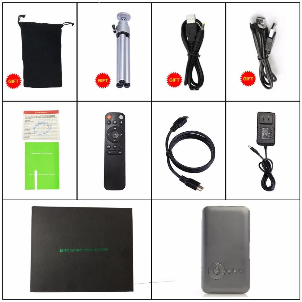 Noyazu 1500 люмен 32 ГБ HDMI в мини DLP проектор Bluetooth 4.0 Android Smart Портативный карманный