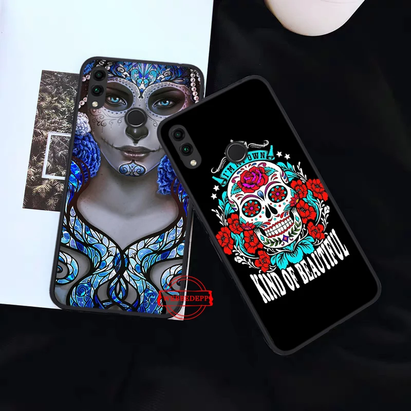 Силиконовый чехол с мексиканским черепом для Huawei honor 6A 7A Pro 7X 8 Lite 8X 8C 9 9X Note 10 View