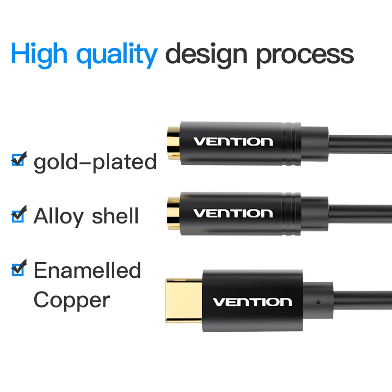 Разветвитель для наушников Vention USB type C 3 5 мм аудиокабель Aux Type сплиттер гарнитуры