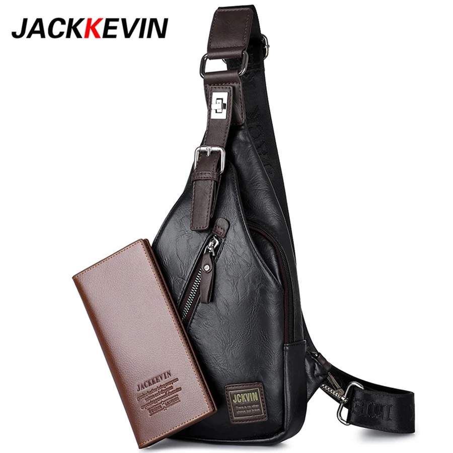 Jackkevin бренд качества Грудь сумка мужчин Anti-Theft Магнитная застежка кожа моды