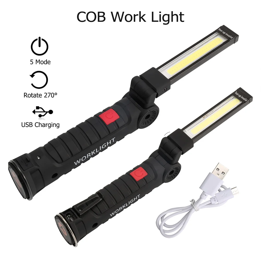 Складной светодиодный светильник COB для осмотра работы 5 режимов встроенный