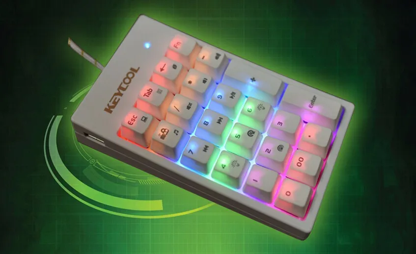 Keycool 22-key NUMPAD цифровой Коврик десять клавиш механическая клавиатура банк pad kailh mx синие переключатели клавиатура Радуга светодиодный