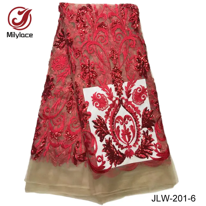 

African tulle lace fabrics for party high quality sequins lace guangzhou african lace embroidery fabric for dress JLW-201