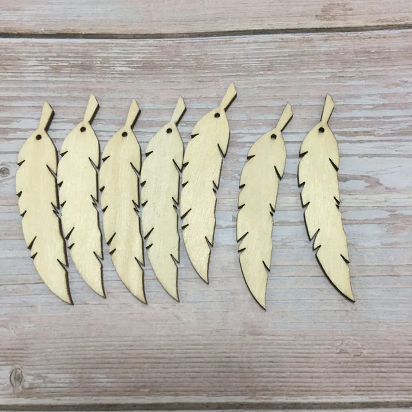 

50 laser cut wooden feather cut out wooden decoration for home