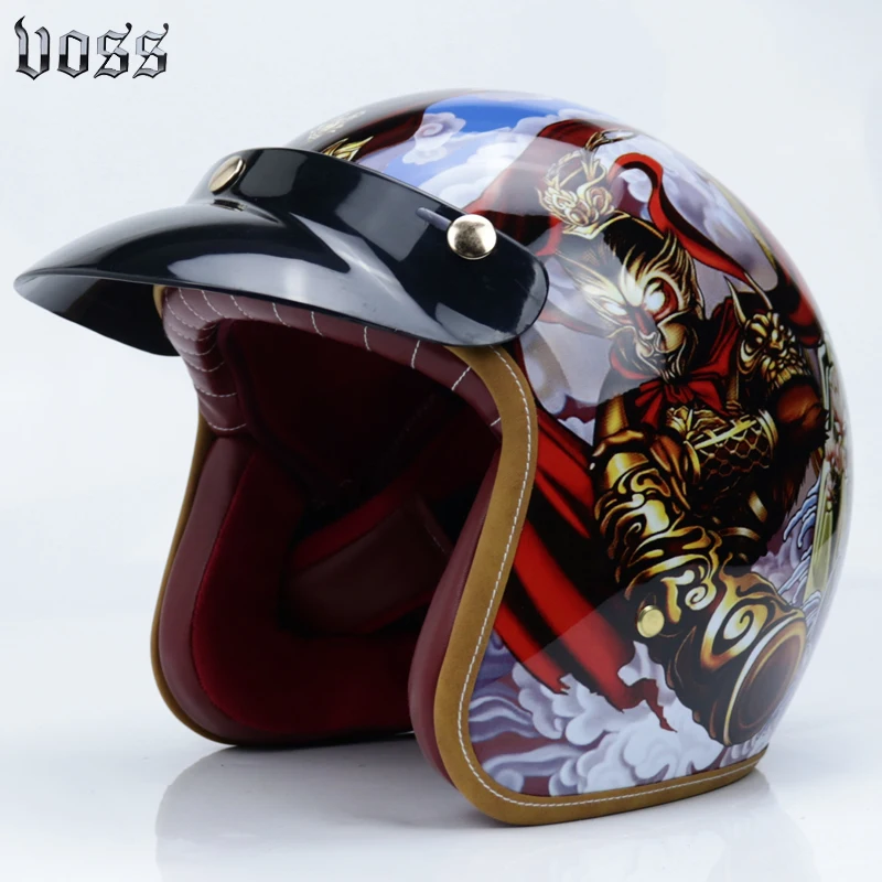 New Motorcycle Helmet Retro Vintage Cruiser Chopper Scooter Cafe Racer Moto 3/4 Open Face DOT |