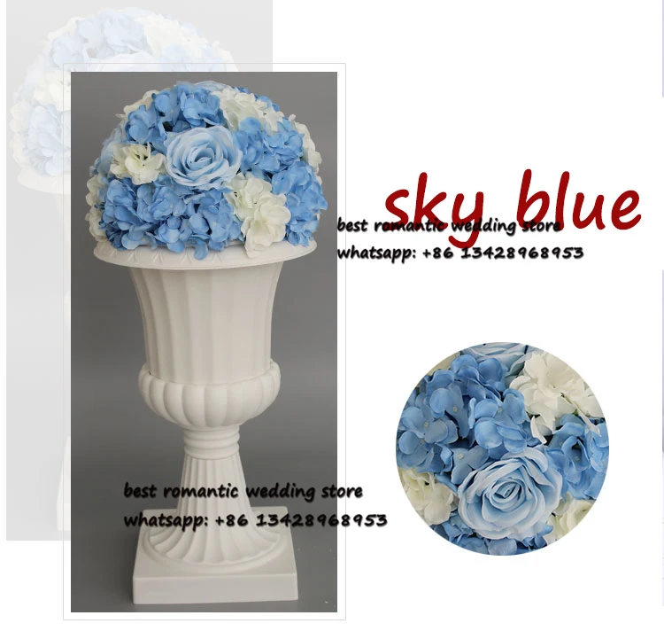 Небесно голубой розы и гортензии центральный стол для украшения свадьбы|sky blue