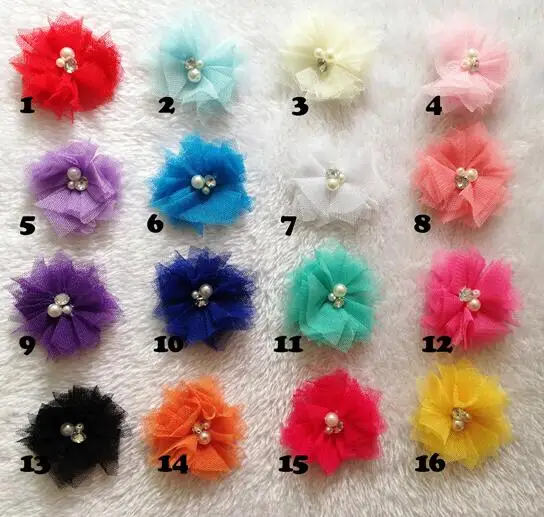Random delivery 2 18 шт Pearl Rhinestone шифон цветы аксессуары для волос ручной работы букет цветы оформление нет заколки для оголовье T172 - Цвет: Random delivery 2