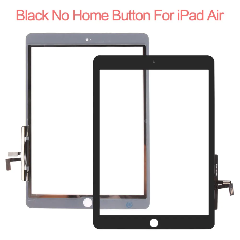 Black no Button Сенсорный экран для iPad Air iPad 5 сенсорный экран Digitzer для iPad 5 iPad Air 1 экран стеклянная панель сенсор Кнопка Домой A1474 A1475 A1476 - Цвет: Black no Button